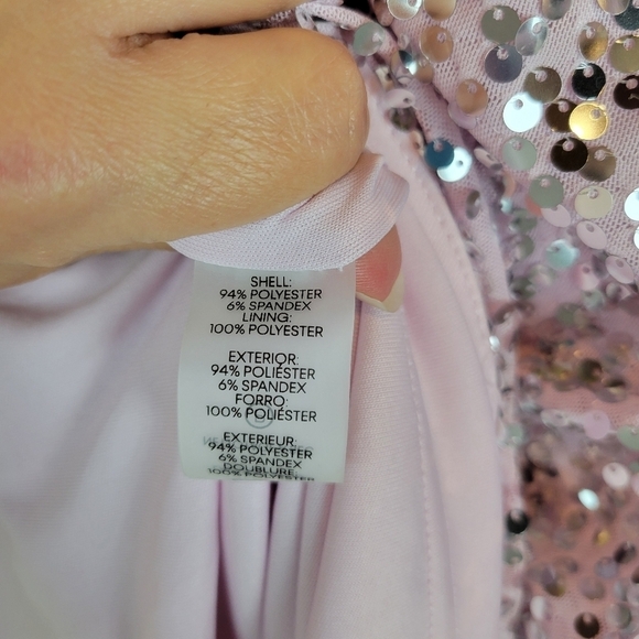 NWT Calvin Klein Sequined V-Neck Cap Sleeve Dress Cherry Blossom Silver - Picture 10 of 12